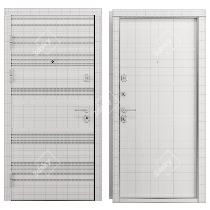High-Security Metal Entry Door 3D model image 4
