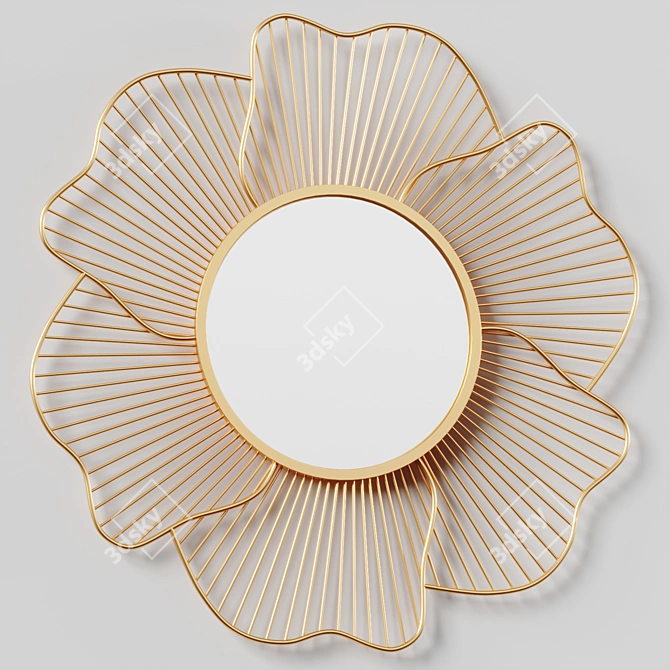 Elegant Blossom Leaf Wall Mirror 3D model image 3