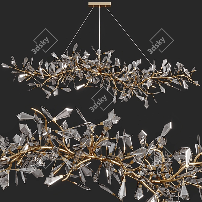 Modern Brass Crystal Chandelier 3D model image 1