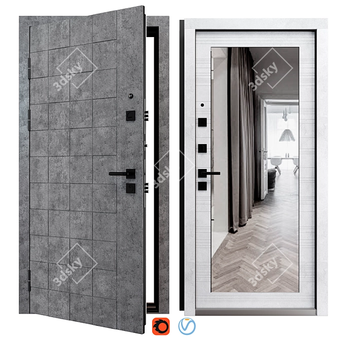 Metal Entry Door Quadra(Strage) 900x2050mm 3D model image 1