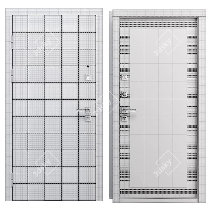 Metal Entry Door Quadra(Strage) 900x2050mm 3D model image 4