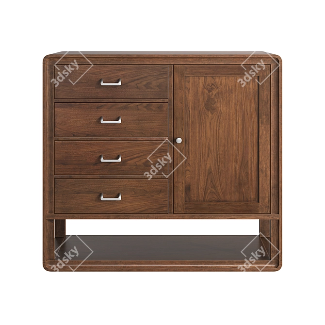 Walnut Veneer Hardwood Chicago Chest 3D model image 2