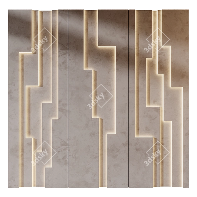 Russian Wood Wall Panels Set 3D model image 1