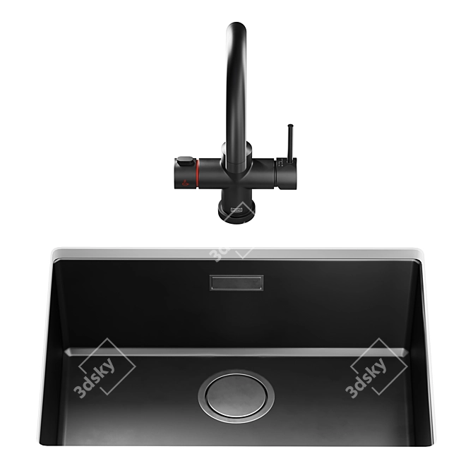 Modern Black Kitchen Sink Set 3D model image 3