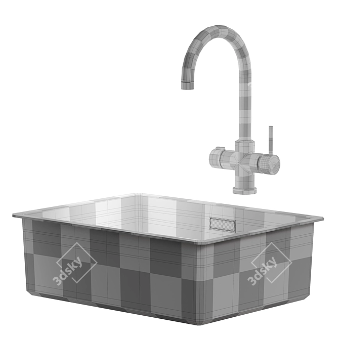 Modern Black Kitchen Sink Set 3D model image 7