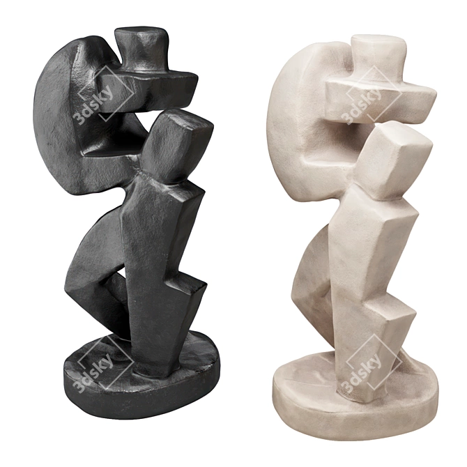 Cubist Metal Plaster Man Sculpture 3D model image 4