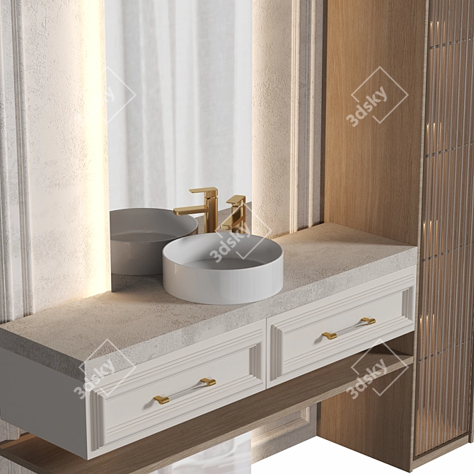 Modern Bathroom Furniture Set 3D model image 3