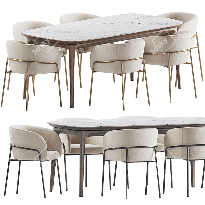 Modern Dining Set V-Ray 3Ds 3D model image 3