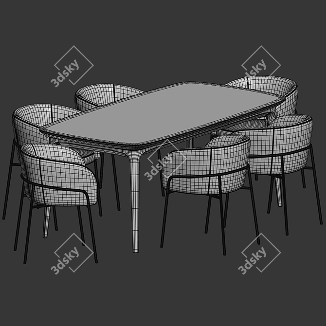 Modern Dining Set V-Ray 3Ds 3D model image 5