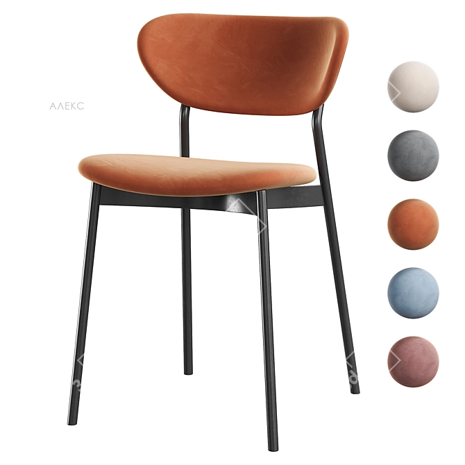 Alex Dining Chair Beige Velvet 3D model image 2