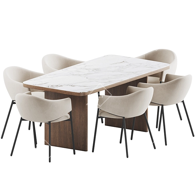 Elegant Dining Set with Eliza Chair 3D model image 4