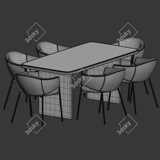 Elegant Dining Set with Eliza Chair 3D model image 5