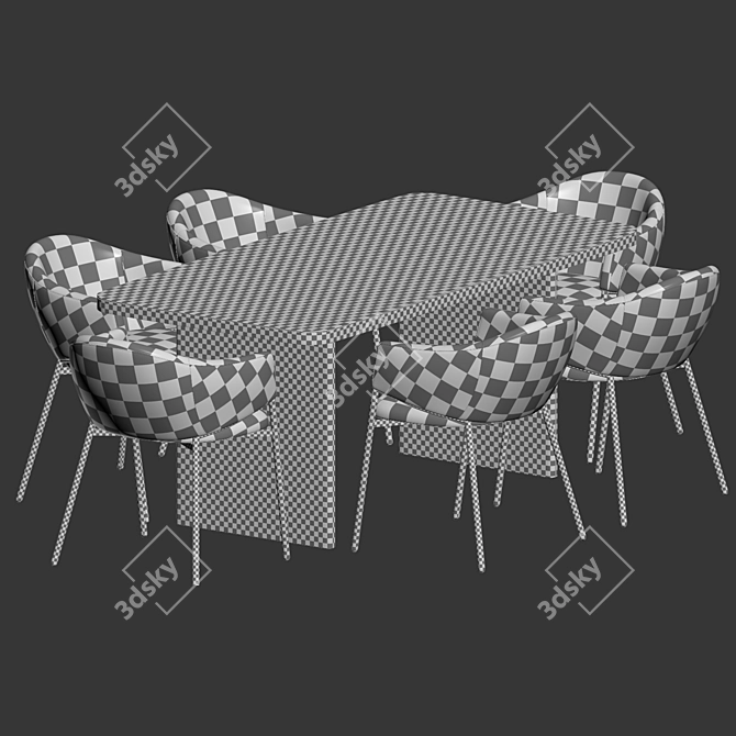 Elegant Dining Set with Eliza Chair 3D model image 6