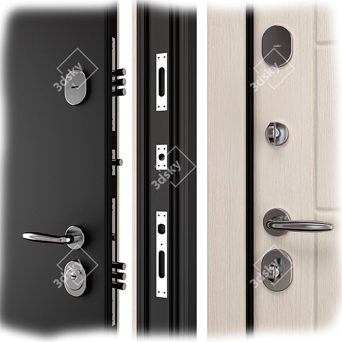  Larce Metal Entry Door 3D model image 2