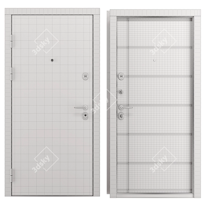  Larce Metal Entry Door 3D model image 4