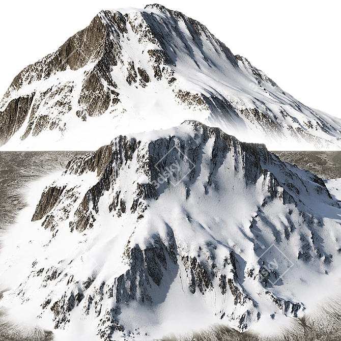 Snowy Mountain Scene 8K Texture 3D model image 2