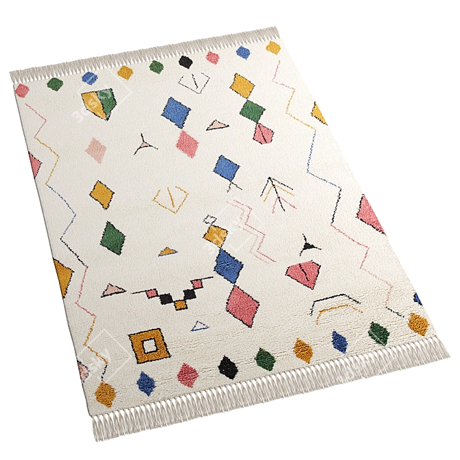 Cozy Bremar Berber Wool Rug 3D model image 3