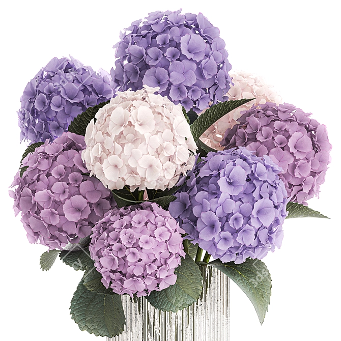 Spring Hydrangea Bouquet in Glass Vase 3D model image 4
