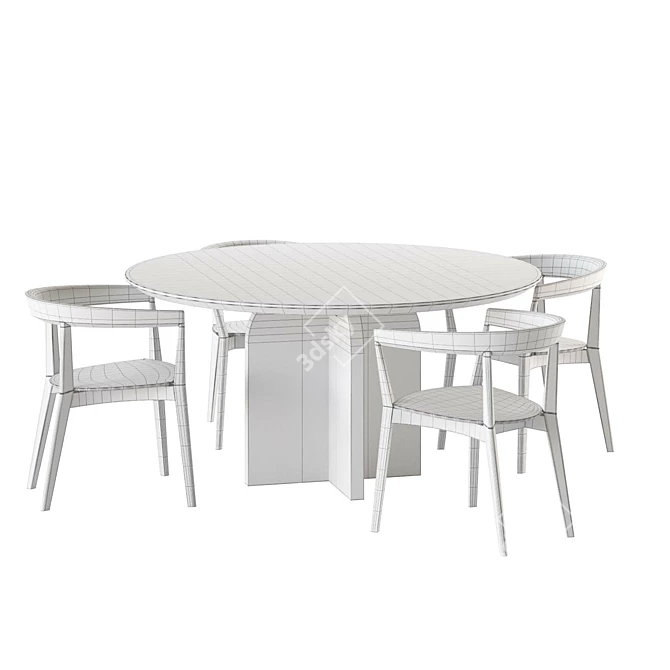 Designer Dining Set: MORIS Table and Carola Chair 3D model image 7
