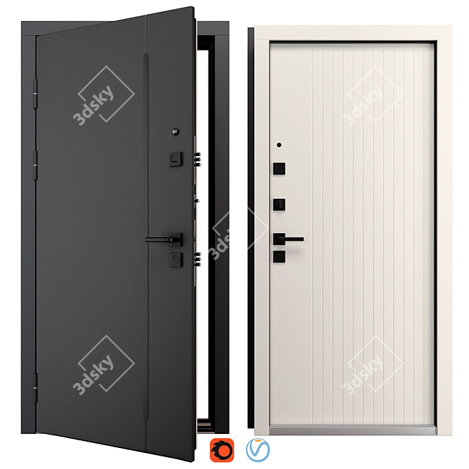 SuperOmega Metal Entrance Door 3D model image 1