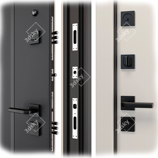 SuperOmega Metal Entrance Door 3D model image 2