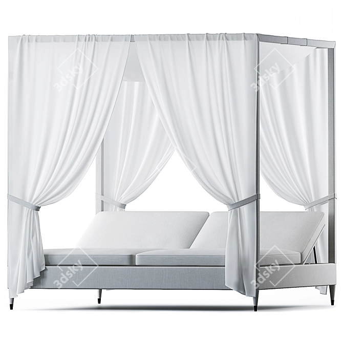 Elegant White 2-Seat Canopy Daybed 3D model image 1