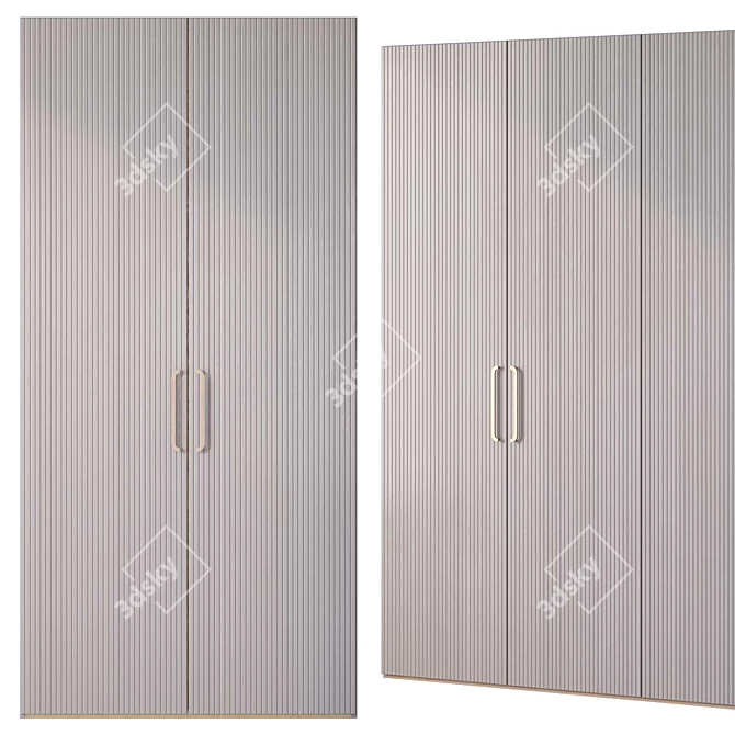 Metal Wood Gray Bingo Wardrobe 3D model image 2