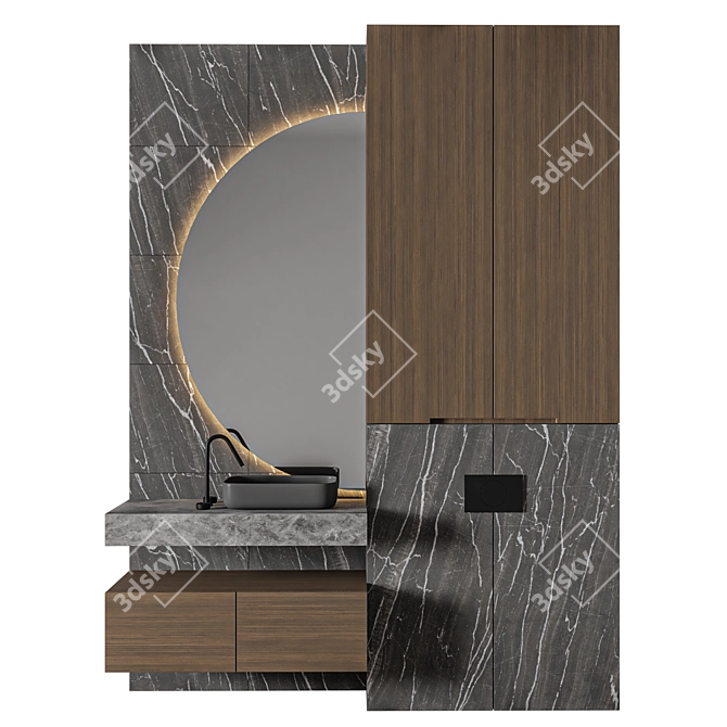 Modern Bathroom 3D Model Set 3D model image 1
