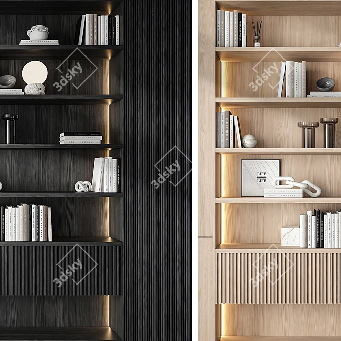 Industrial Style Bookcase with XForm 3D model image 3