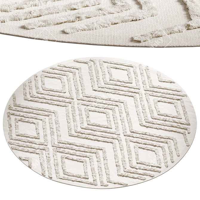 Round Ziggy Cotton Rug 3D model image 1