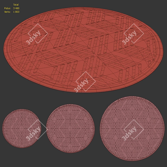 Round Ziggy Cotton Rug 3D model image 6