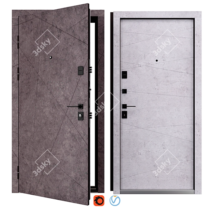 Megapolis Metal Door Set (Bear) 3D model image 1