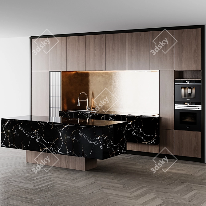 Adjustable Modern Kitchen Unit 3D model image 2