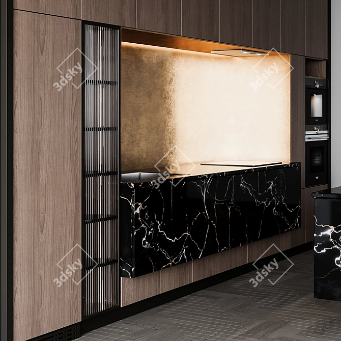 Adjustable Modern Kitchen Unit 3D model image 5