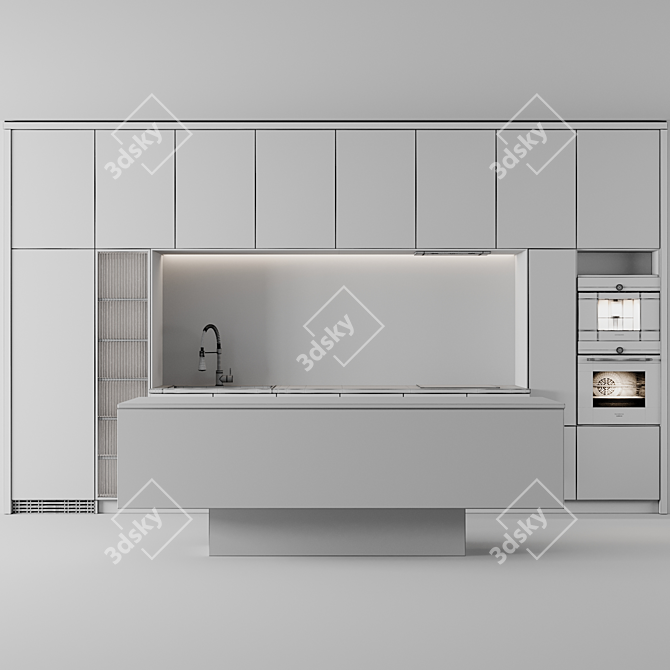 Adjustable Modern Kitchen Unit 3D model image 6