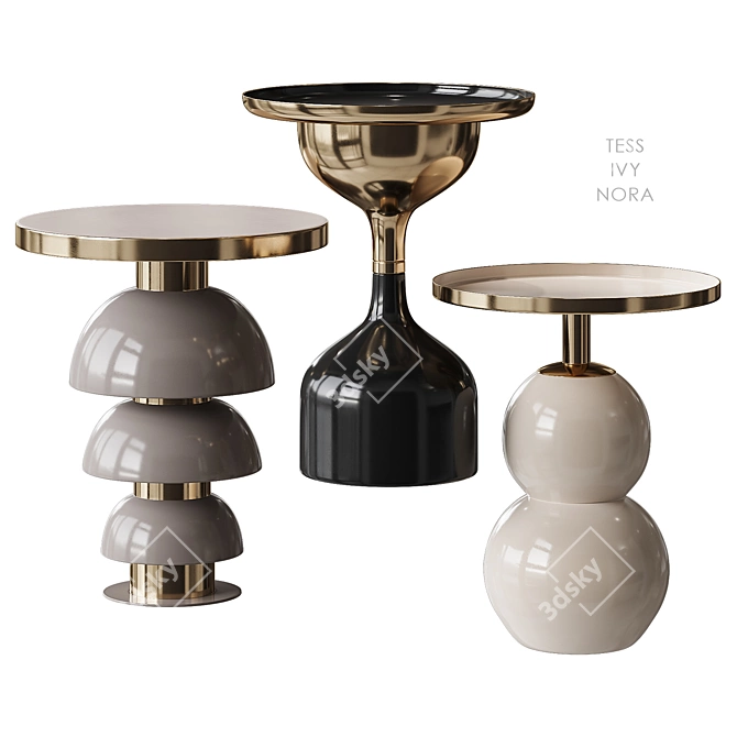 LEITMOTIV Metal Side Tables Set 3D model image 1