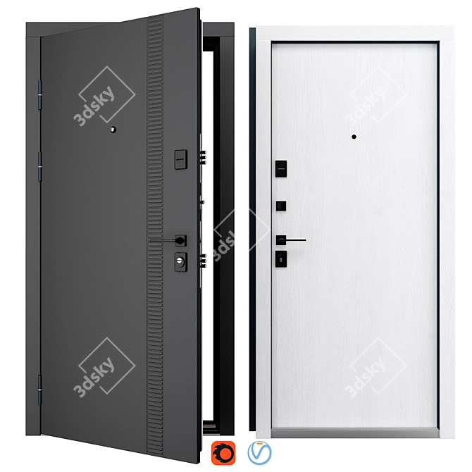 Rail (Abwehr) Metal Entry Door 3D model image 1