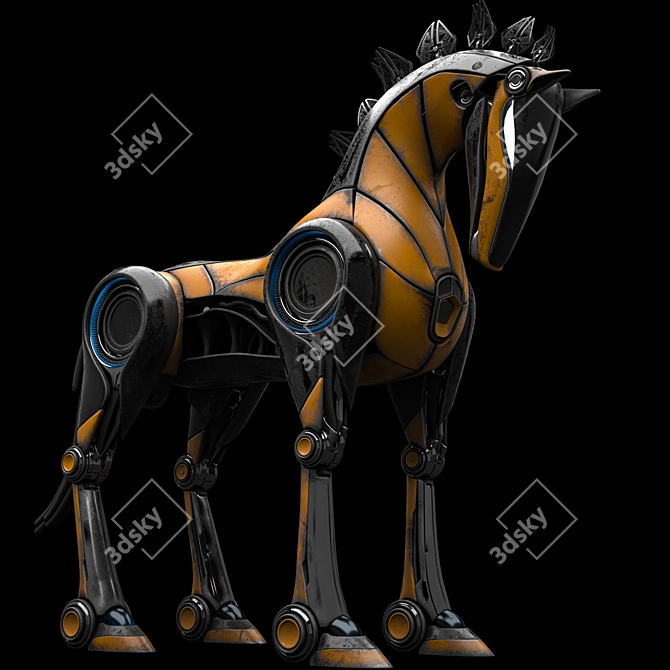 Robotic Horse Character with Animation 3D model image 4