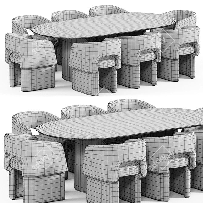 Elegant Dining Chair & Modern Conference Table 3D model image 4