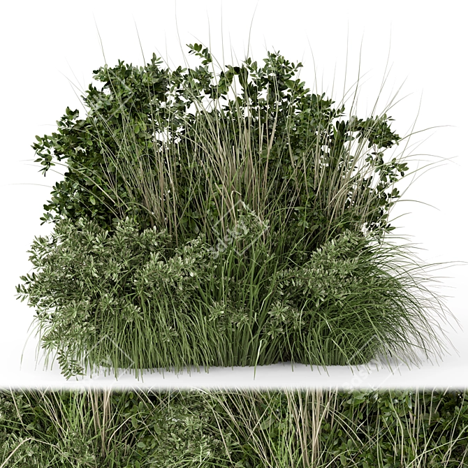 Lush Outdoor Bush Set 3D 3D model image 1