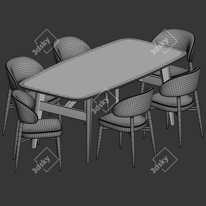 Elegant Dining Set with Hyde Chair and Abrey Table 3D model image 3