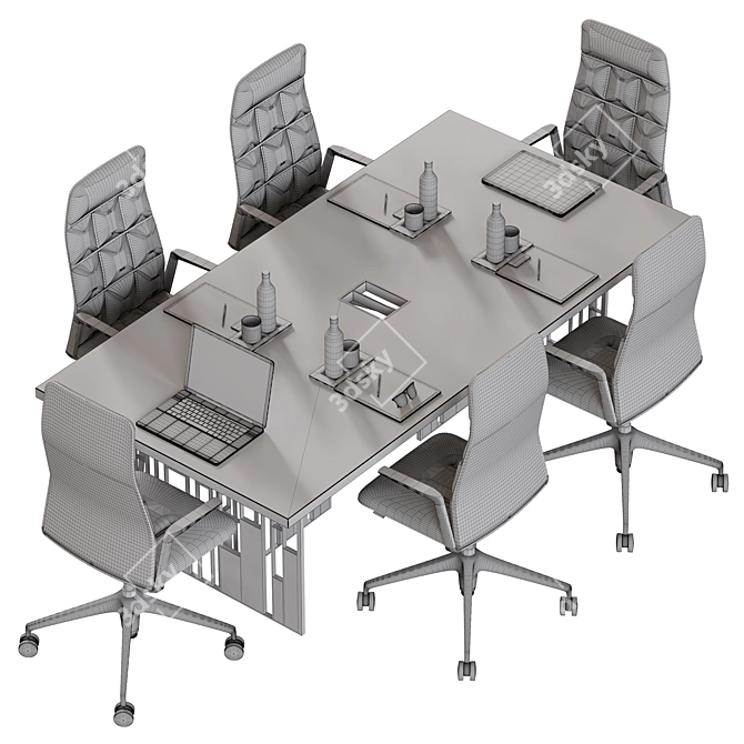 Contemporary Modular Meeting Table 3D model image 2