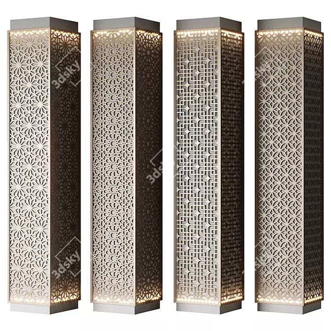 Perforated Metal Columns Set 3D model image 1