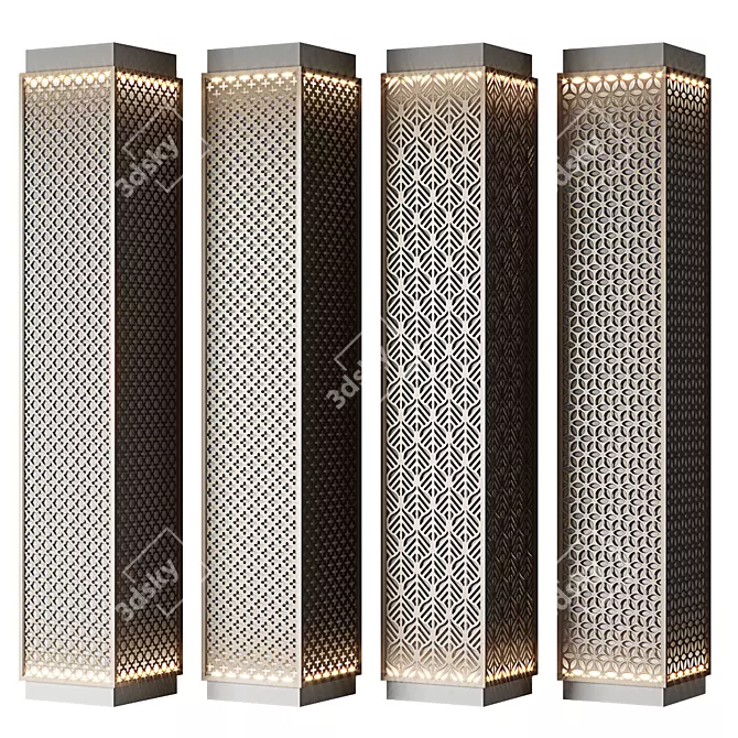 Perforated Metal Columns Set 3D model image 5