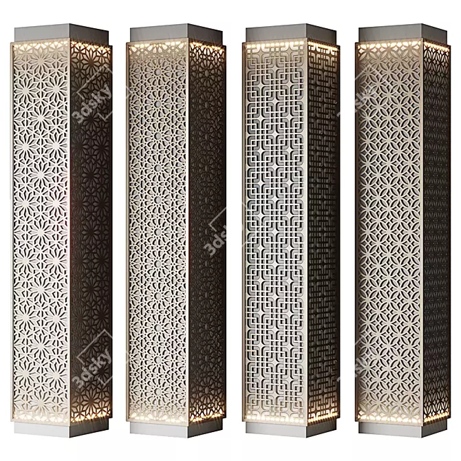 Perforated Metal Columns Set 3D model image 6