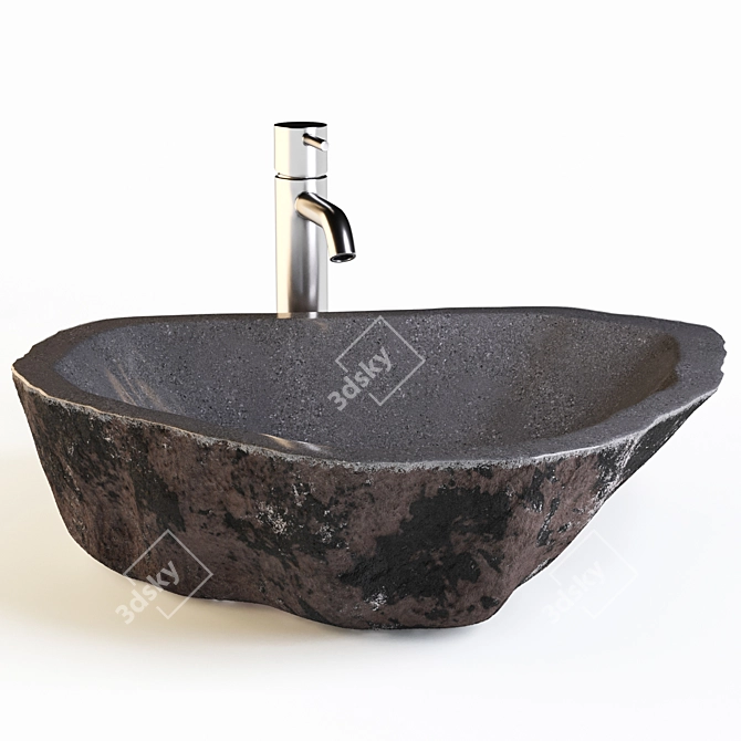 Natural River Stone Basin 45cm 3D model image 1