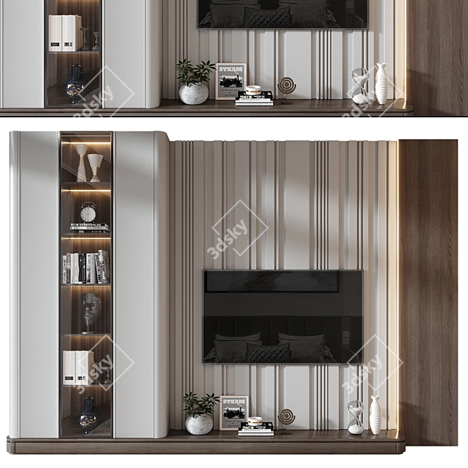 Modern TV Wall Decor Shelf 3D model image 1