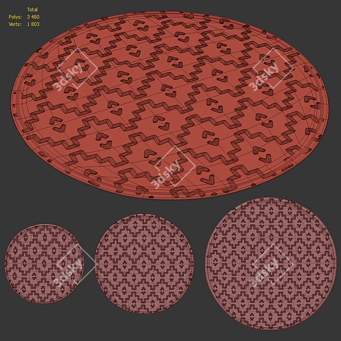 Idris Hand-Woven Round Carpet 3D model image 6