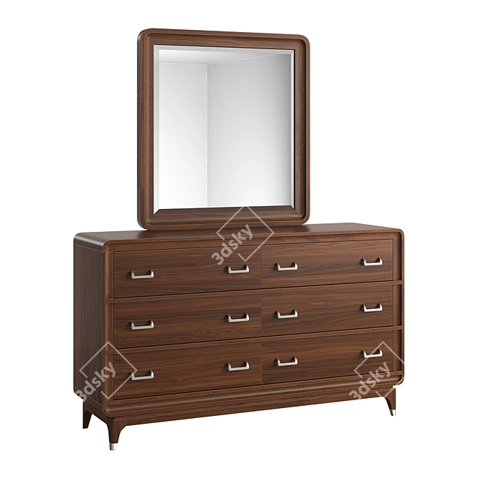 Chicago Walnut Dresser Set 3D model image 1