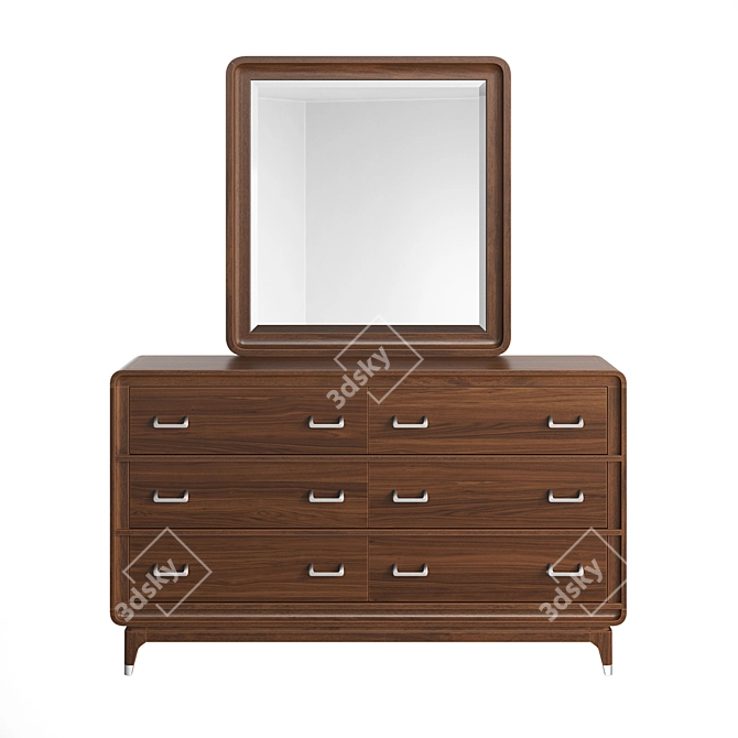 Chicago Walnut Dresser Set 3D model image 2